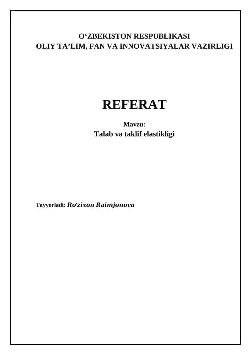 Talab va taklif elastikligi