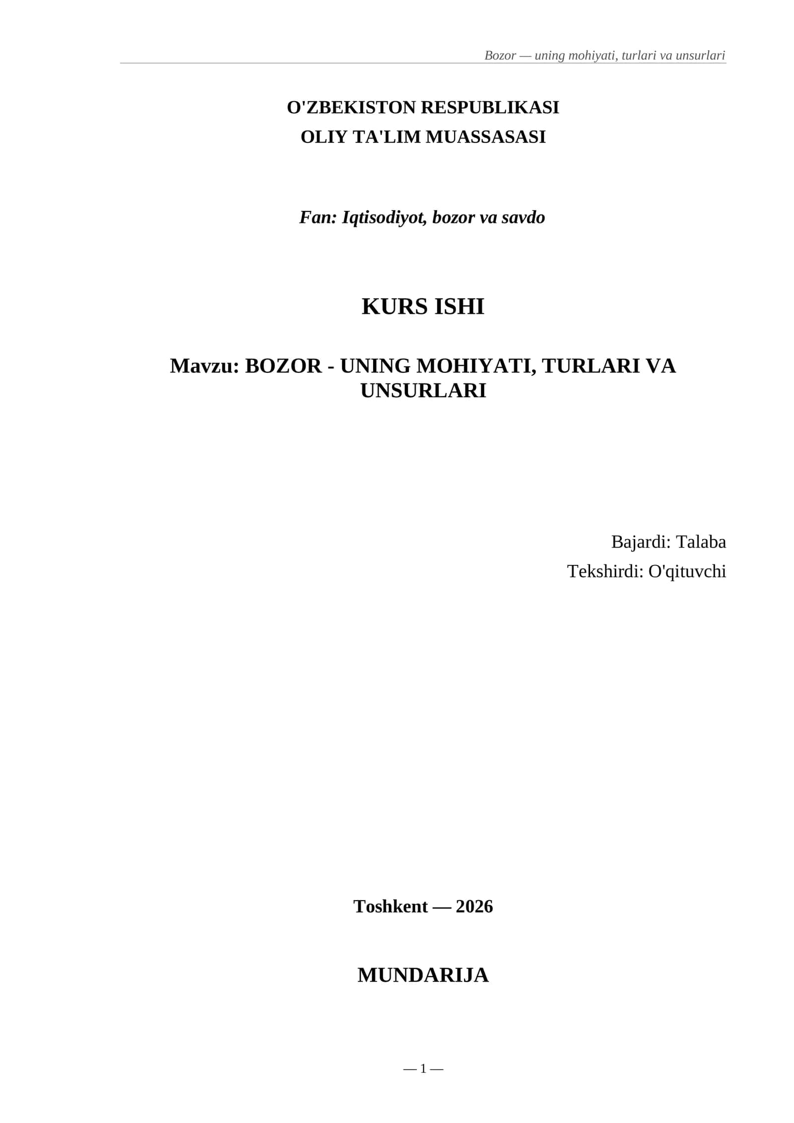 BOZOR - UNING MOHIYATI, TURLARI VA UNSURLARI 1
