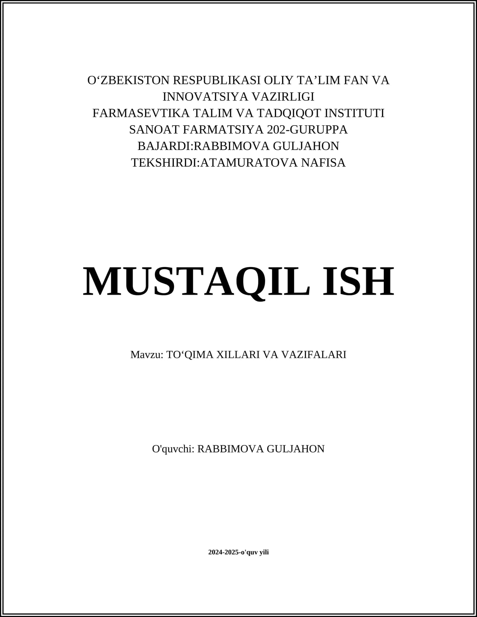 TO'QIMA XILLARI VA VAZIFALARI 1