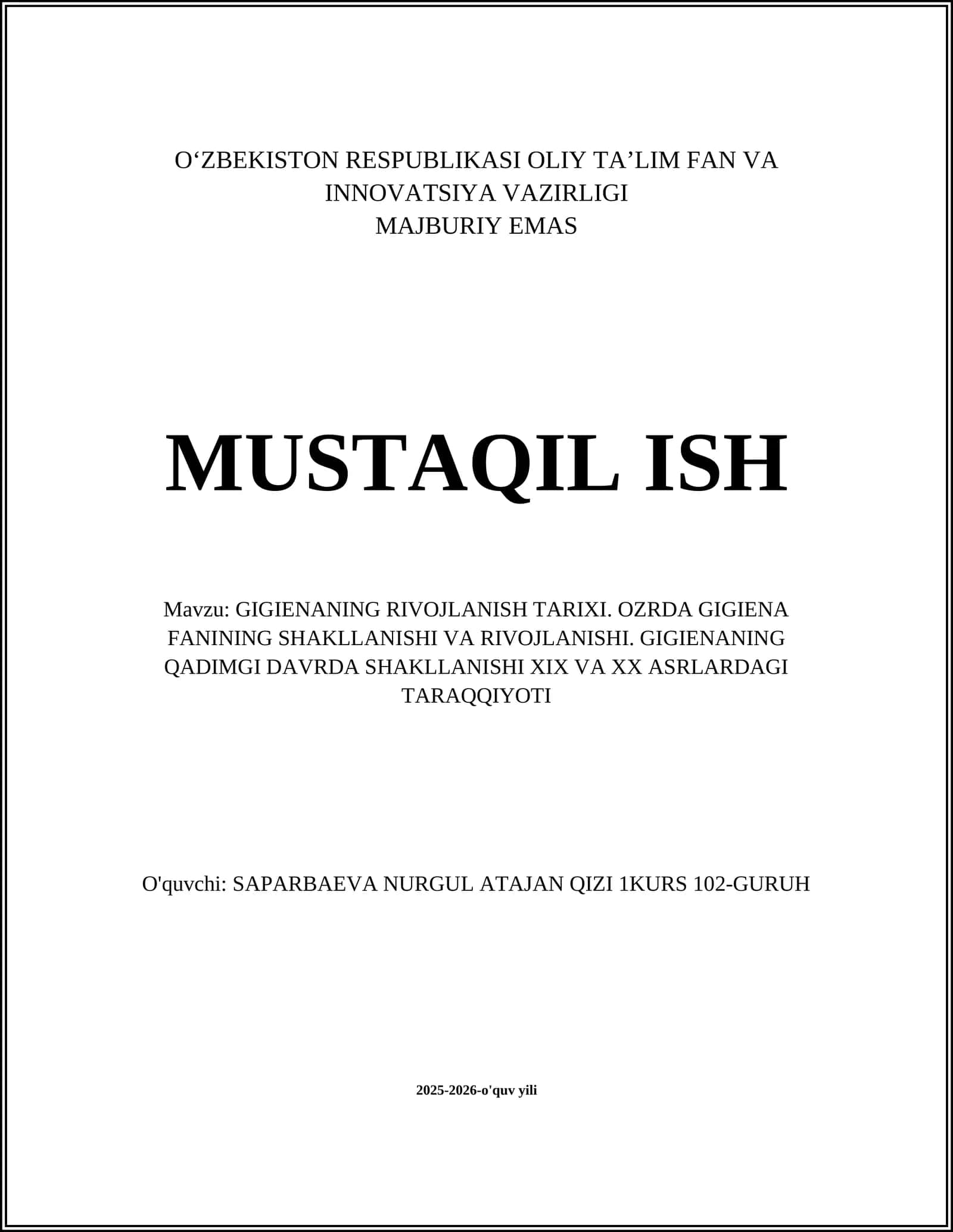 GIGIENANING RIVOJLANISH TARIXI 1