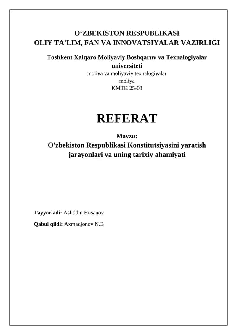 O'zbekiston Respublikasi Konstitutsiyasi 1