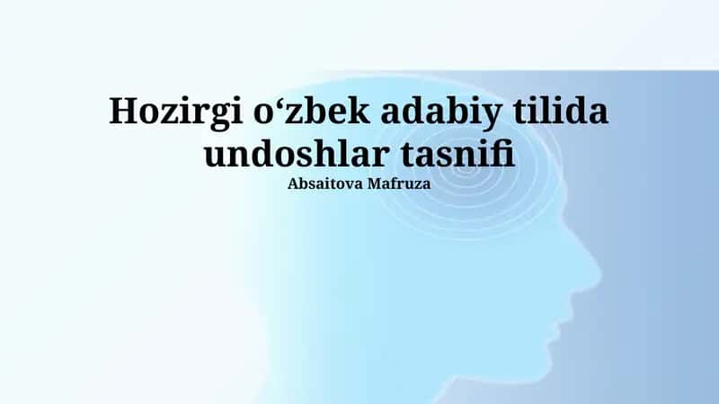 Undoshlar tasnifi 1