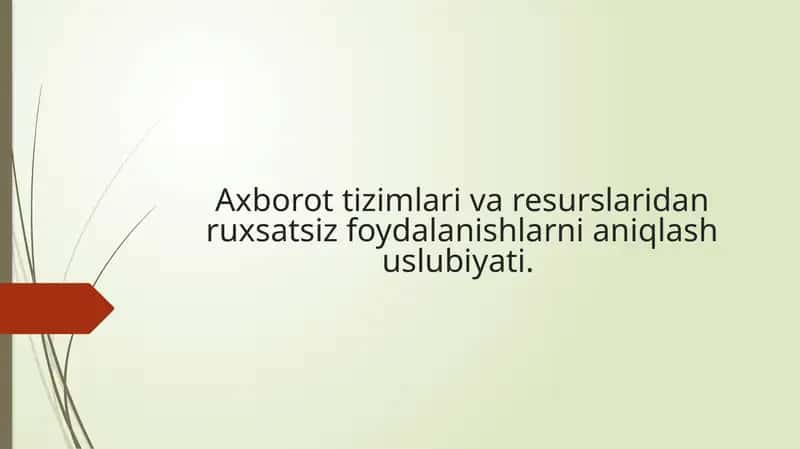 Ruxsatsiz foydalanishni aniqlash uslubiyati va IDS intrusion detection system 1
