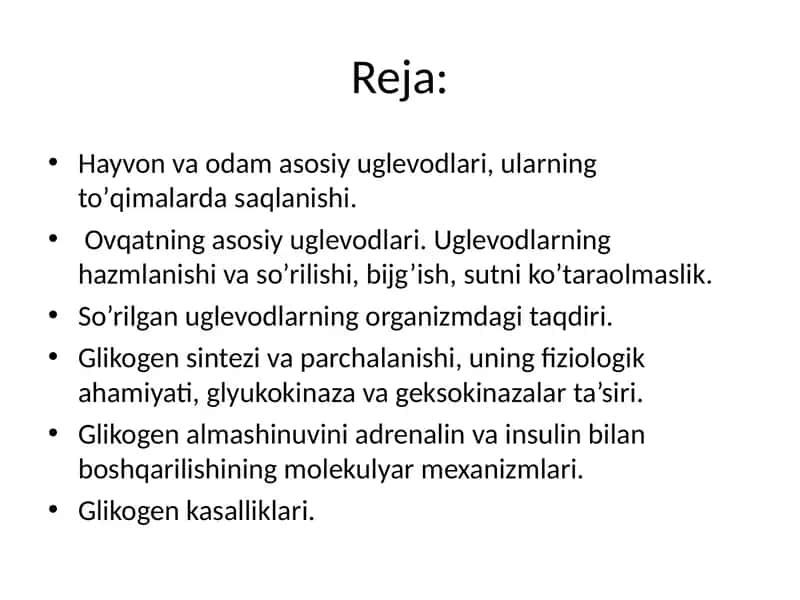 Uglevodlar, karbonsuvlar hazmlanishi 1