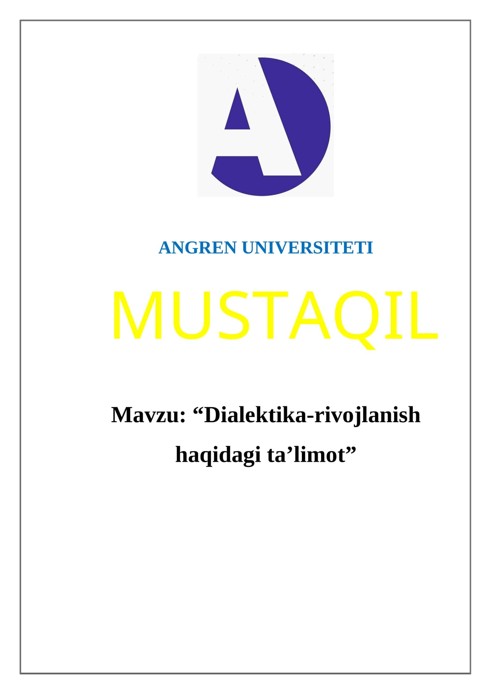 "Dialektika-rivojlanish haqidagi ta’limot" 1