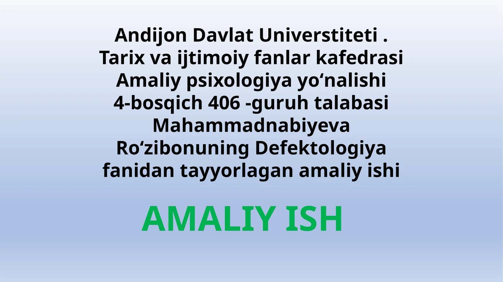 Defektologiyadan laboratoriyaga 1