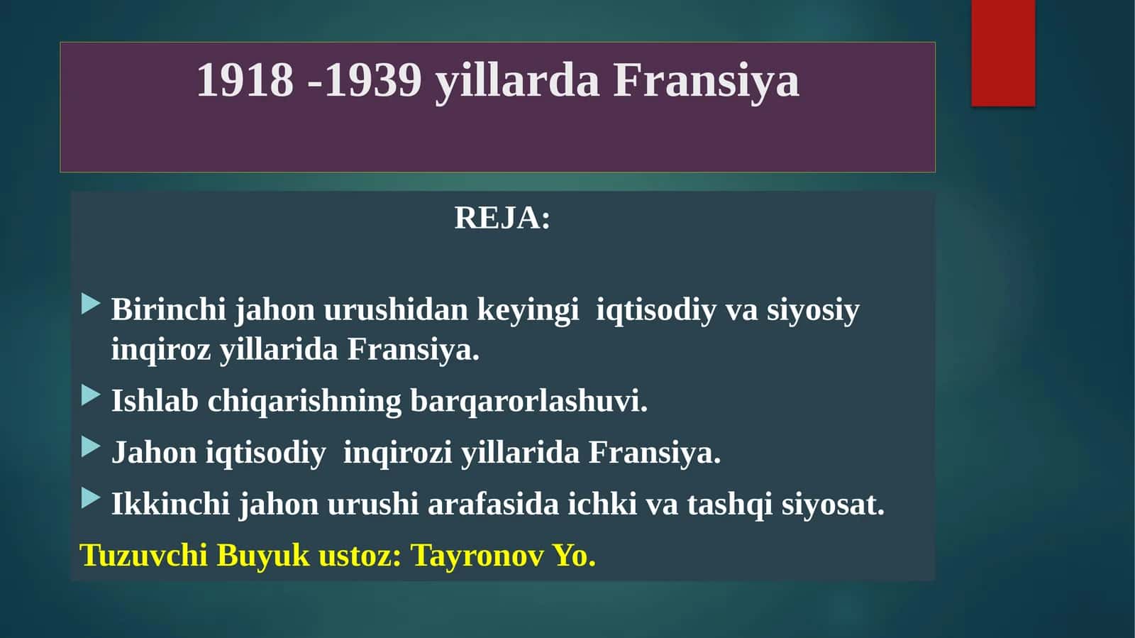 1918 -1939 yillarda Fransiya 1