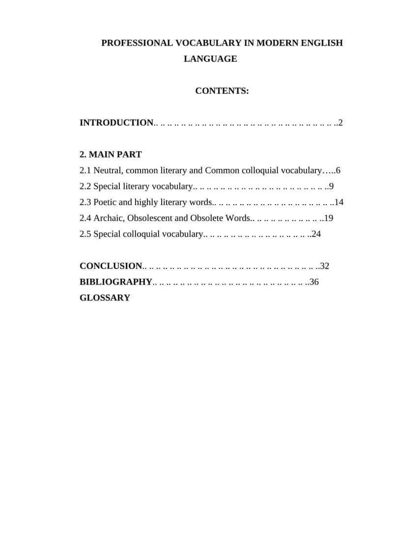 Professional Vocabulary in Modern English Language 1
