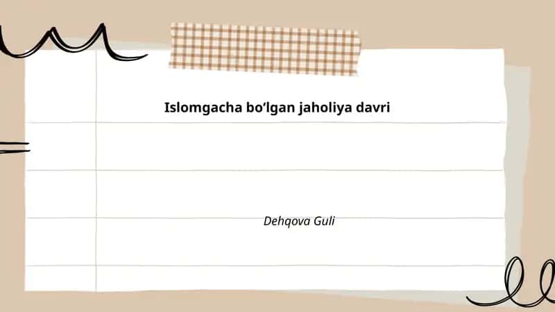 Islomgacha boʻlgan jaholiya davri 1