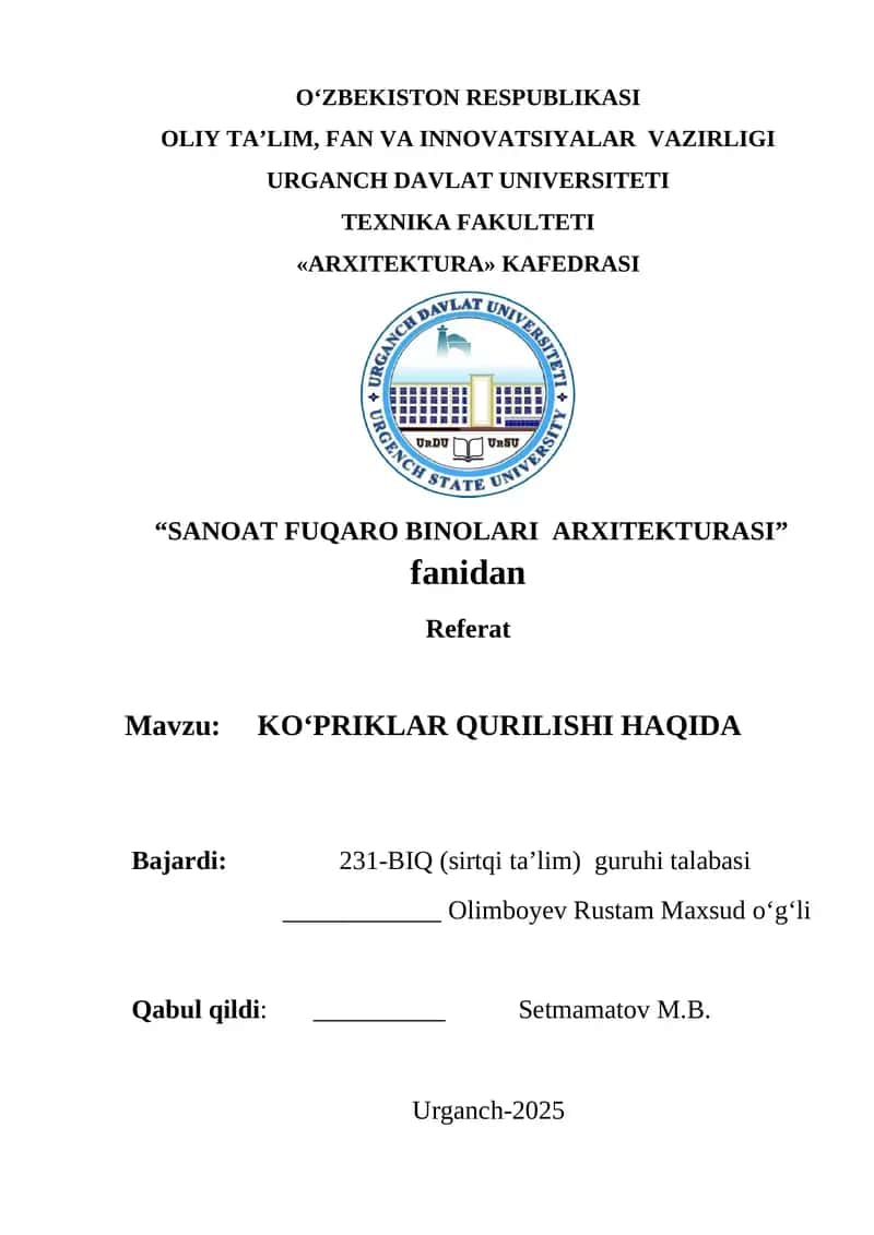 KO‘PRIKLAR QURILISHI HAQIDA 1