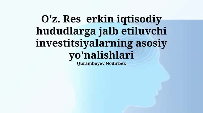 Investitsiyalarning asosiy yo'nalishlari 1