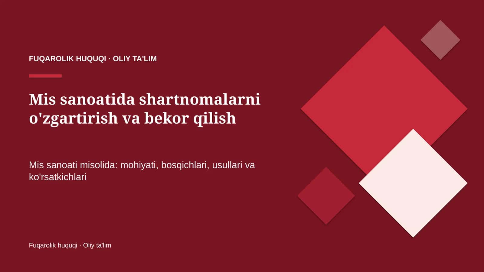mis sanoatida shartnomalarni o'zgartirish va bekor qilish 4565 1