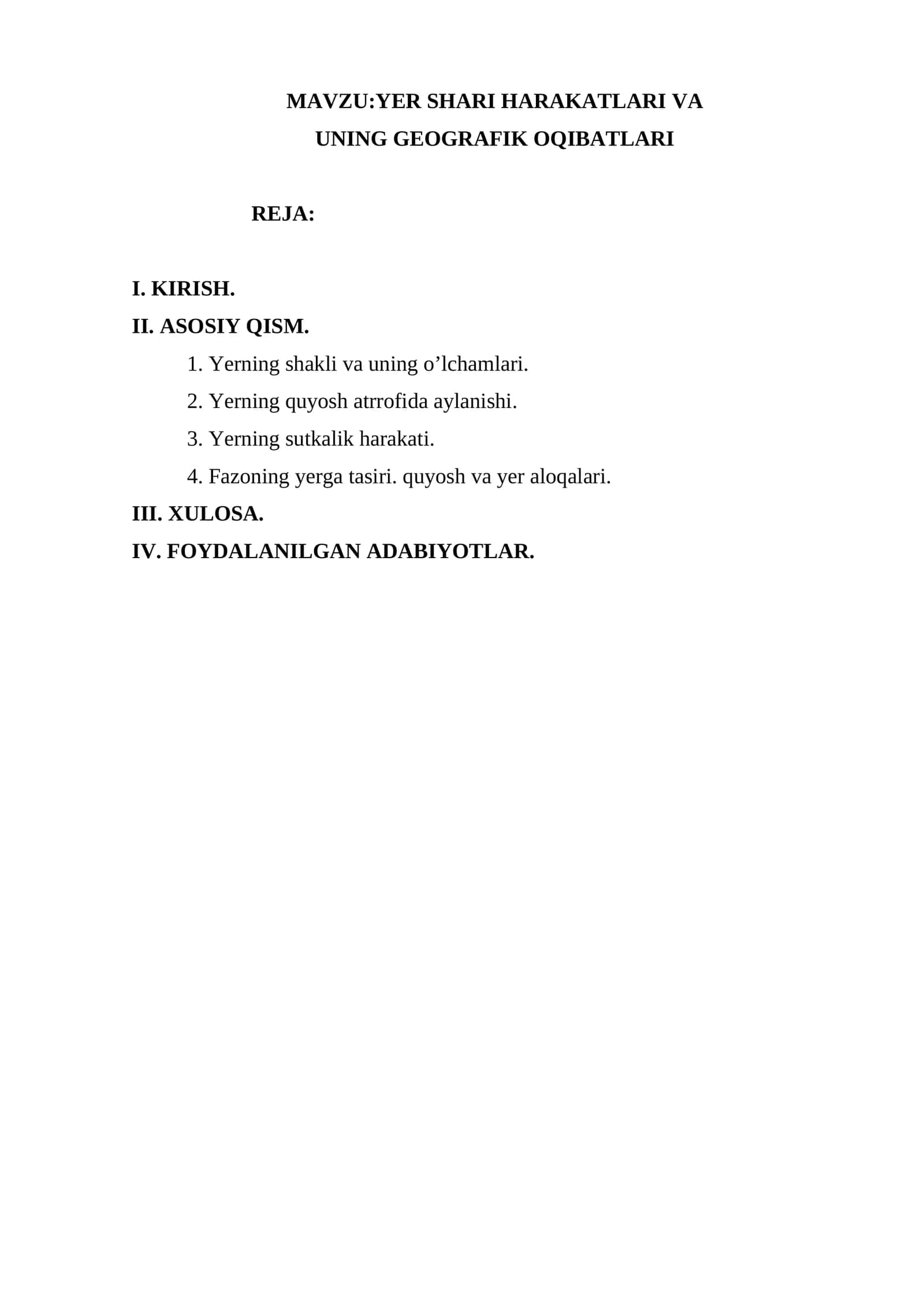 YER SHARI HARAKATLARI VA UNING GEOGRAFIK OQIBATLARI 1