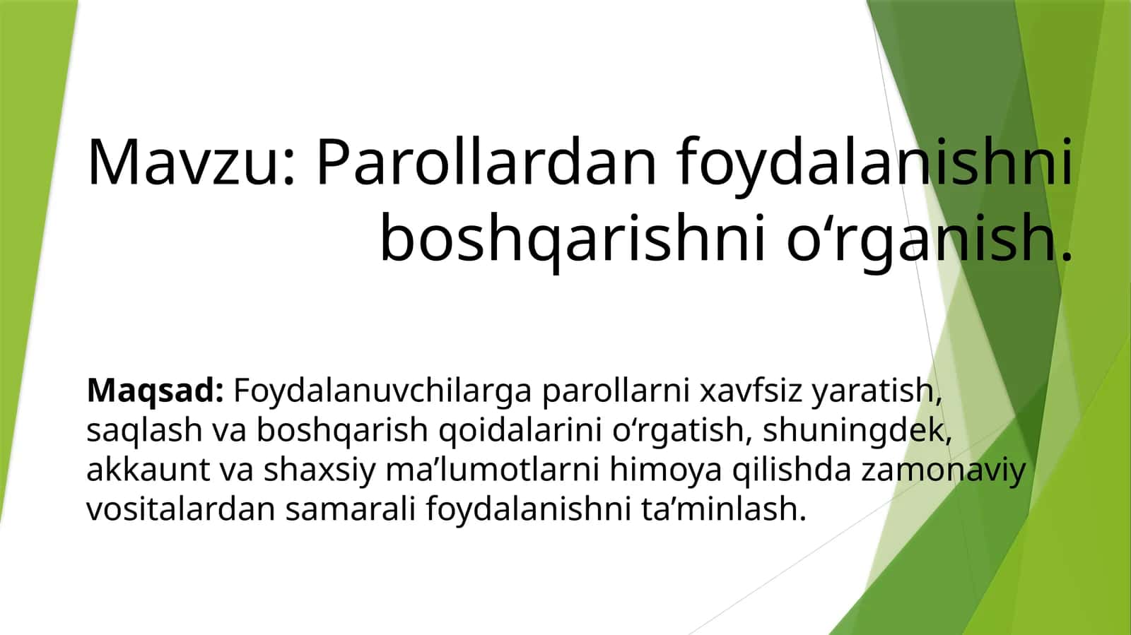 Parollardan foydalanishni boshqarishni o‘rganish 1