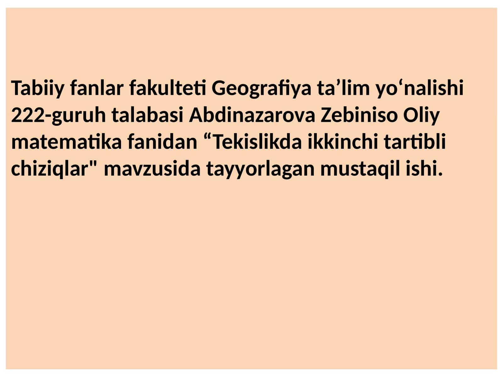 Tekislikda ikkinchi tartibli chiziqlar 1