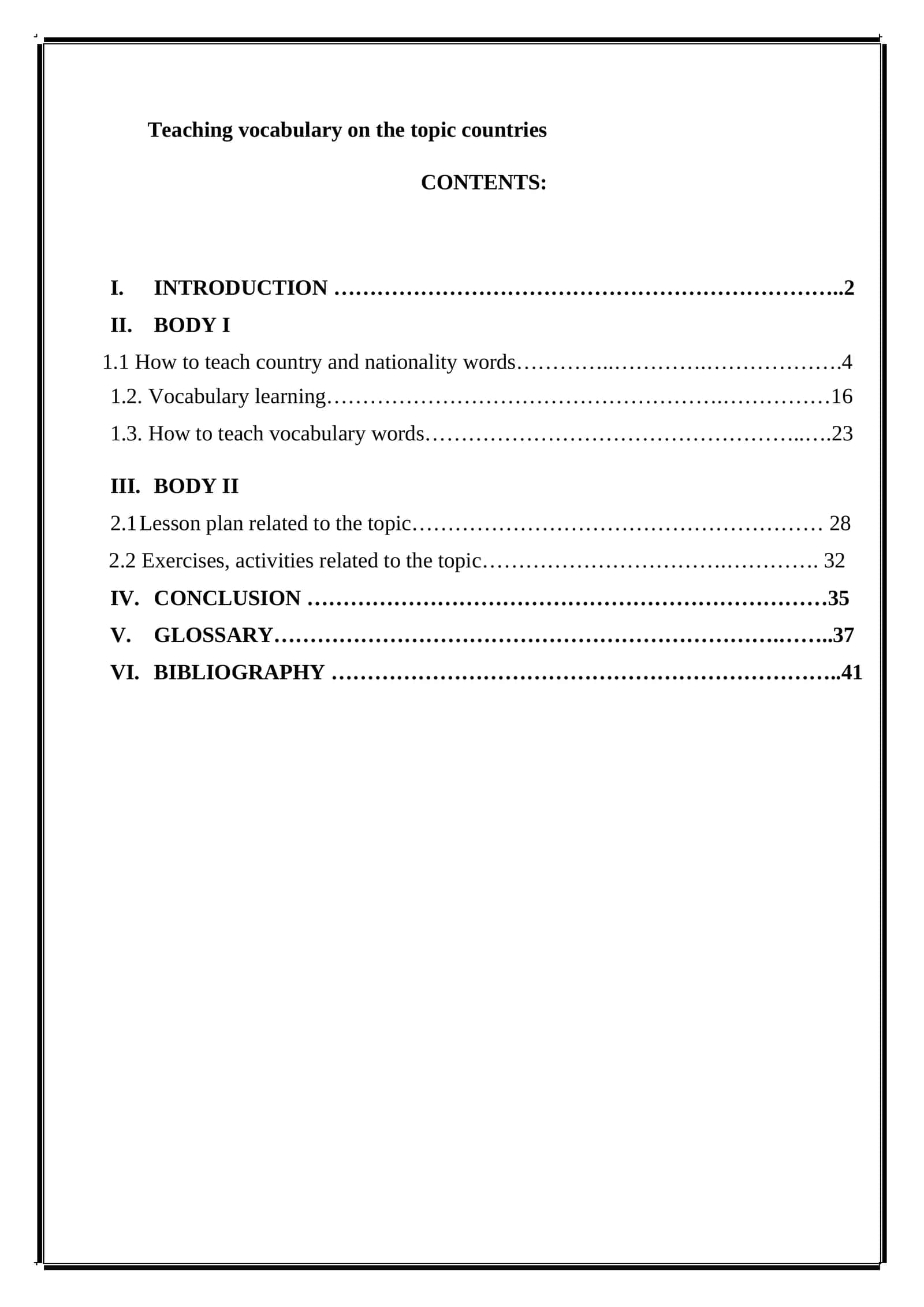 Teaching vocabulary on the topic countries 1