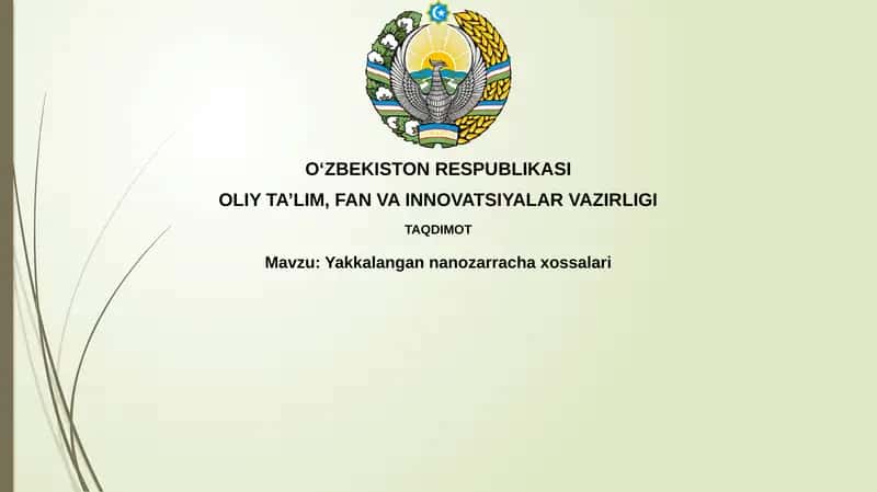 Yakkalangan nanozarrachaxossalari 1