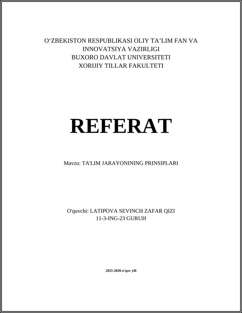 TA'LIM JARAYONINING PRINSIPLARI 1