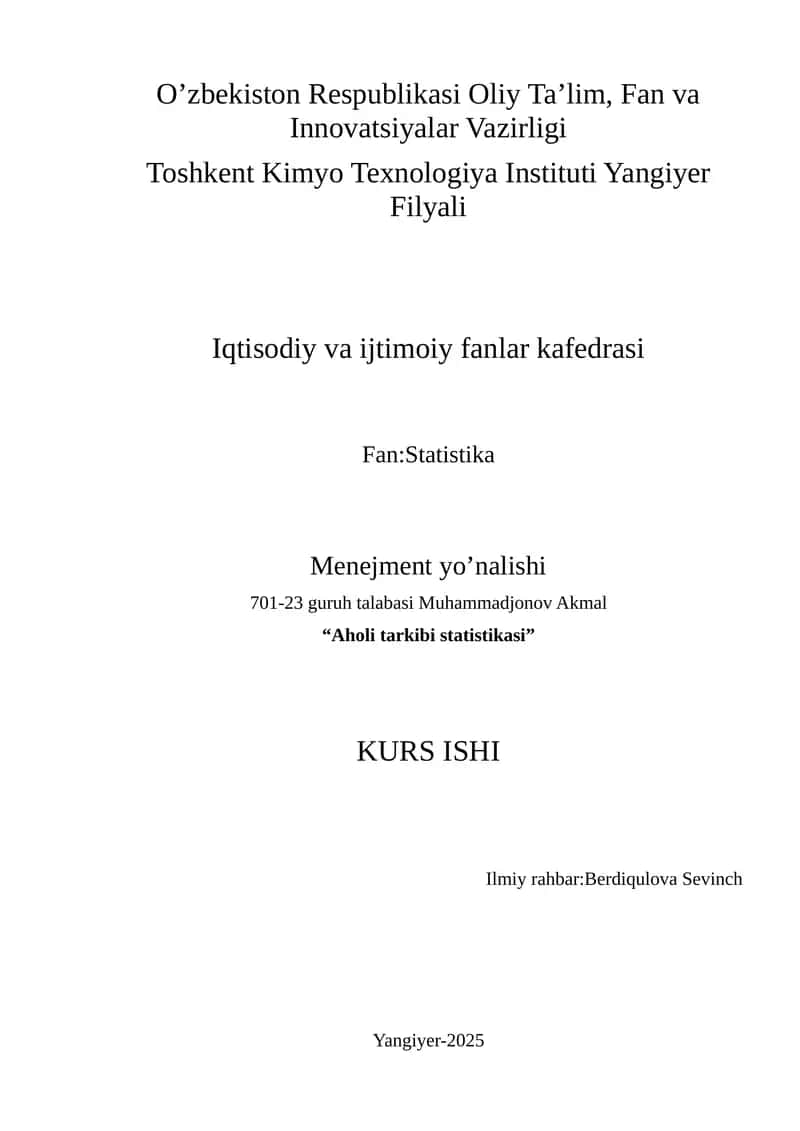 Aholi tarkibi statistikasi 1