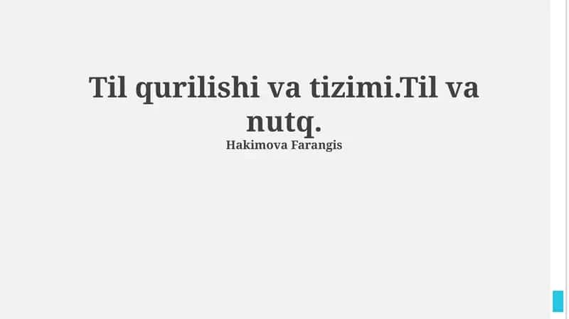 Til qurilishi va tizimi 1