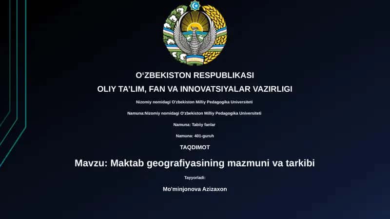 Maktab geografiyasining mazmuni va tarkibi 1