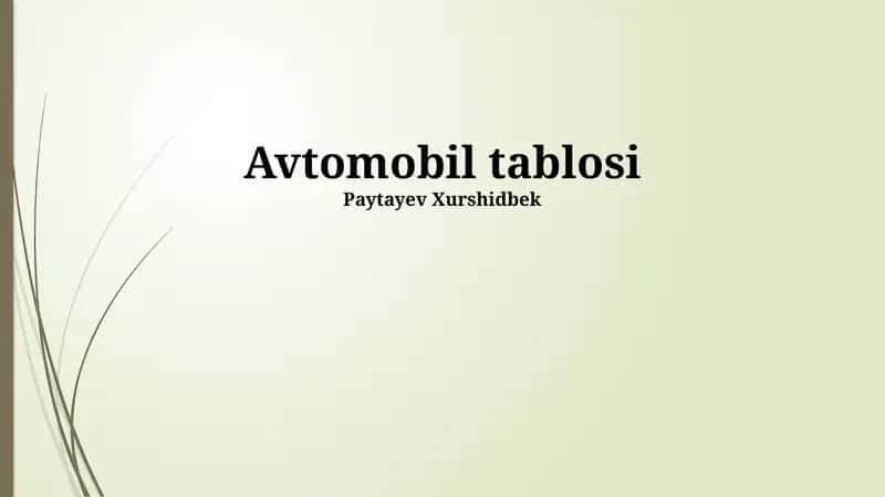 Avtomobil tablosi 1