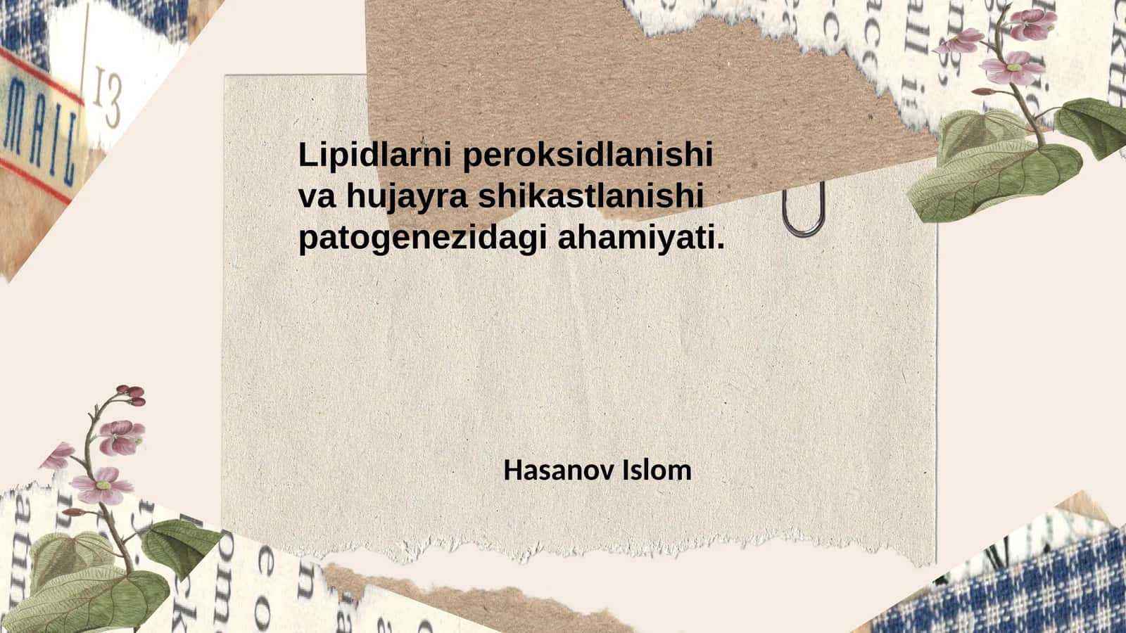 Lipidlarning peroksidlanishi 1