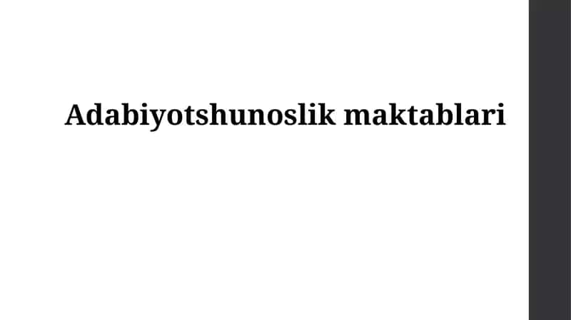 Adabiyotshunoslik maktablari 1