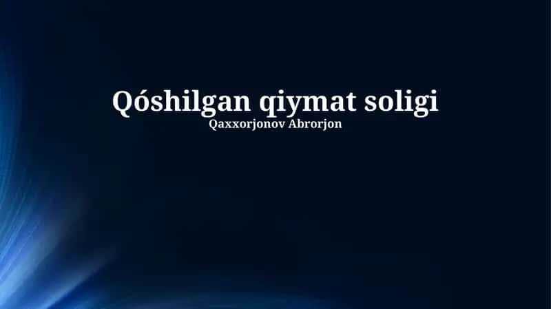 Qo'shilgan Qiymat Soligi 1
