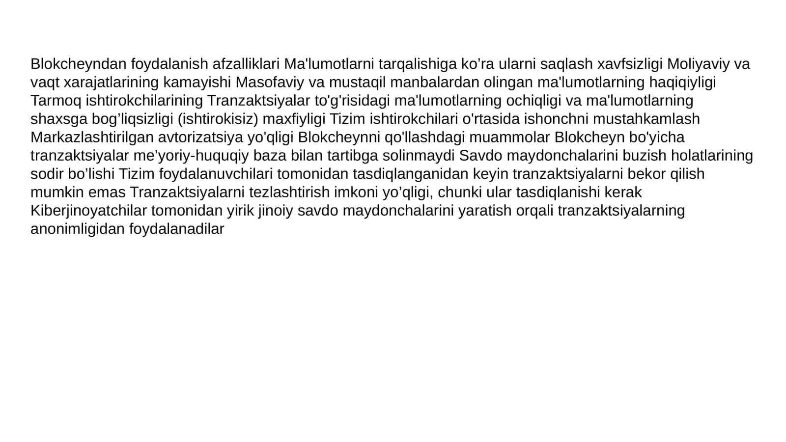 Blokcheyn foydalanish afzalliklari 1