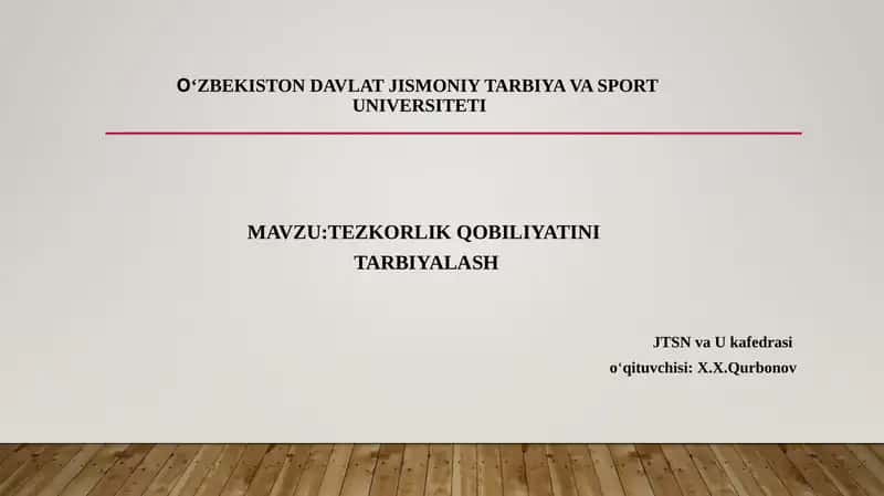 Tezkorlik Qobiliyatini Tarbiyalash 1