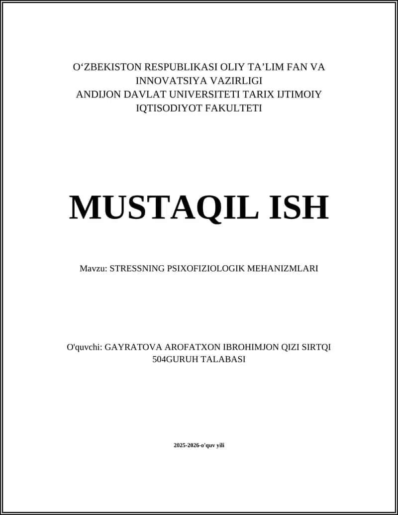 STRESSNING PSIXOFIZIOLOGIK MEHANIZMLARI 1