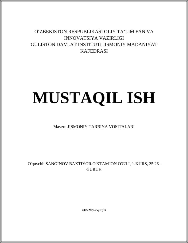 Jismoniy Tarbiya Vositalari 1