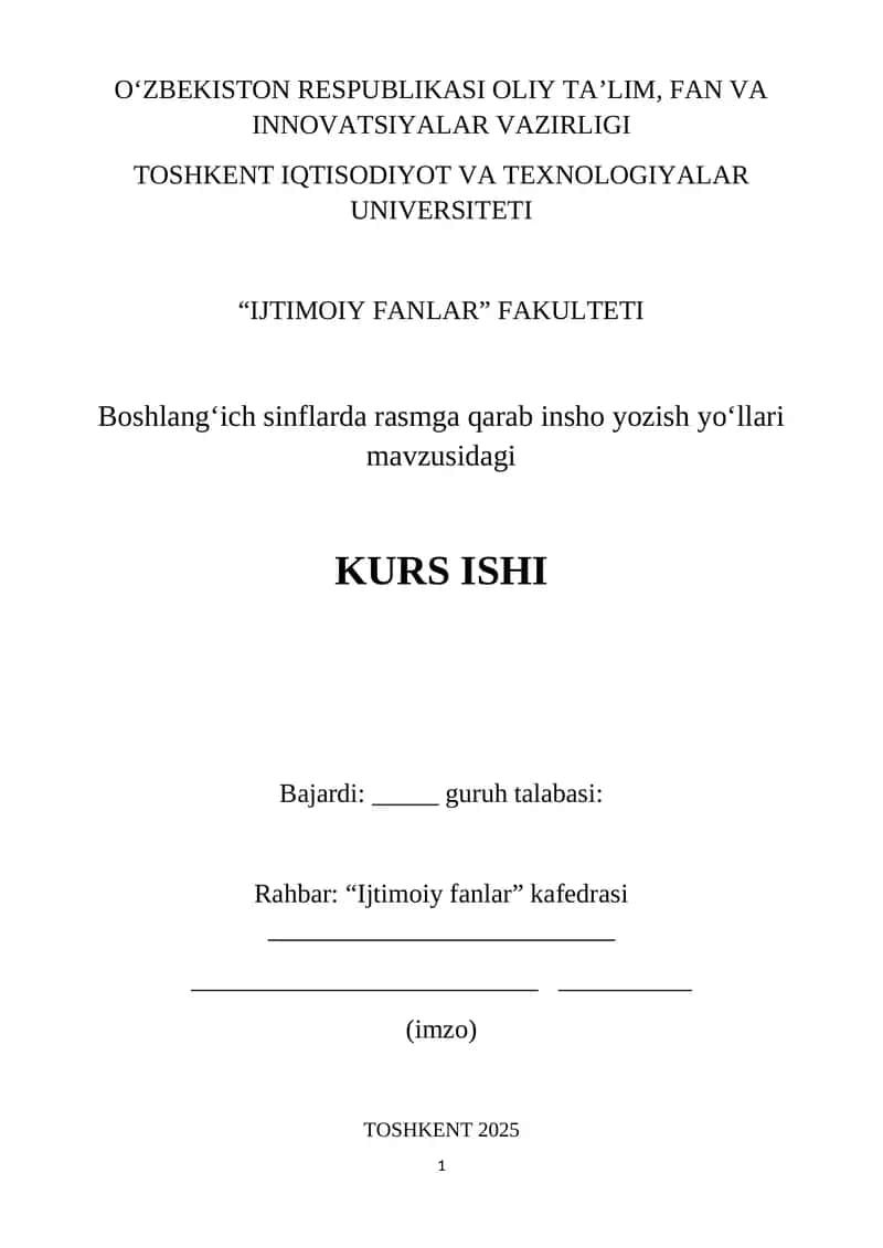 Boshlangʻich sinflarda rasmga qarab insho yozish yoʻllari mavzusi 1