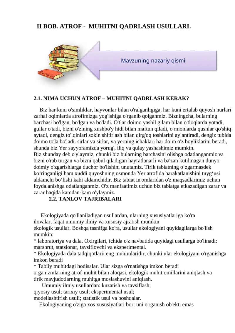 ATROF - MUHITNI QADRLASH USULLARI 1