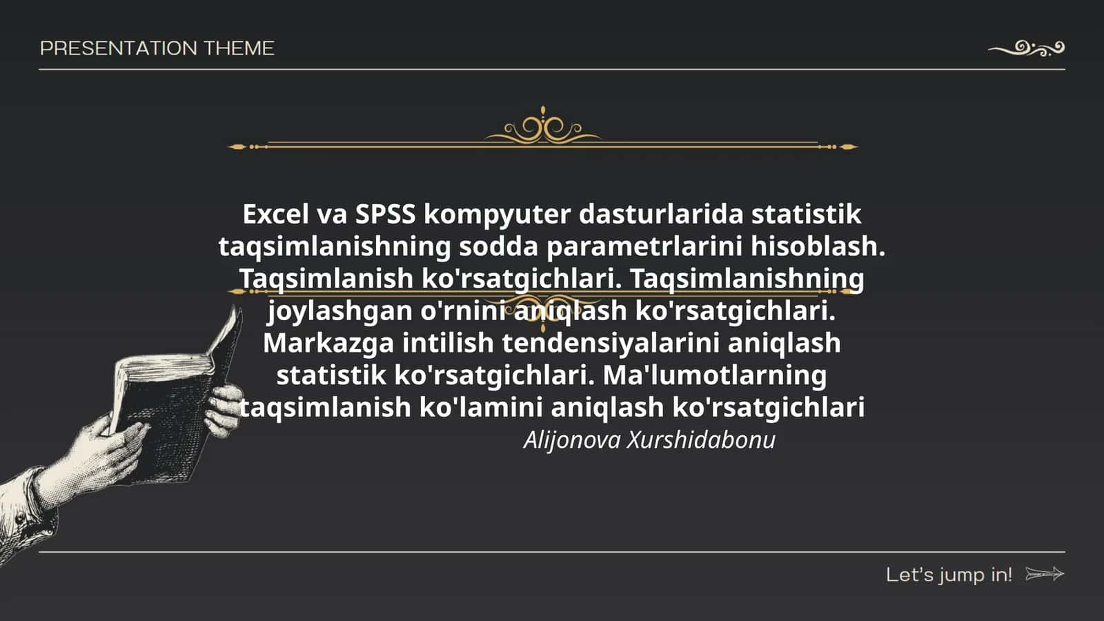 Statistik taqsimlanishning sodda parametrlarini hisoblash 1