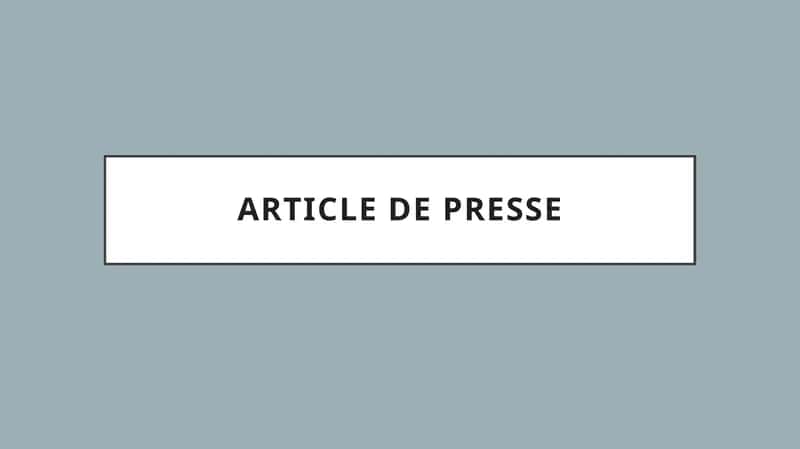 Article de presse 1