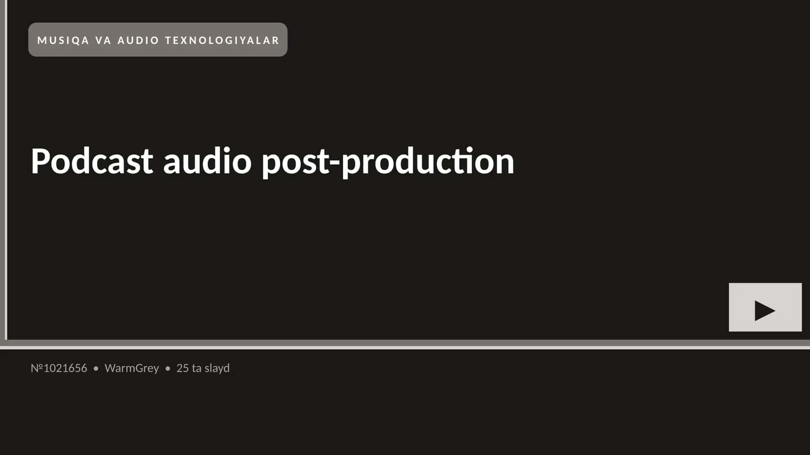 MUSIQA VA AUDIO TEXNOLOGIYALAR 1