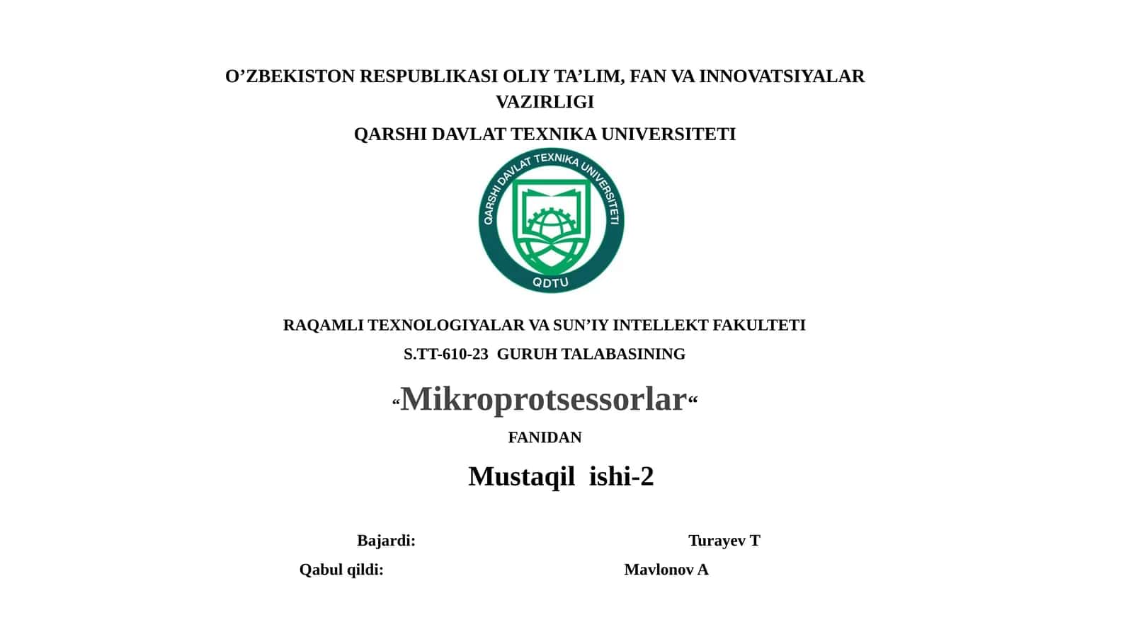 Mikroprotsessorlar 1