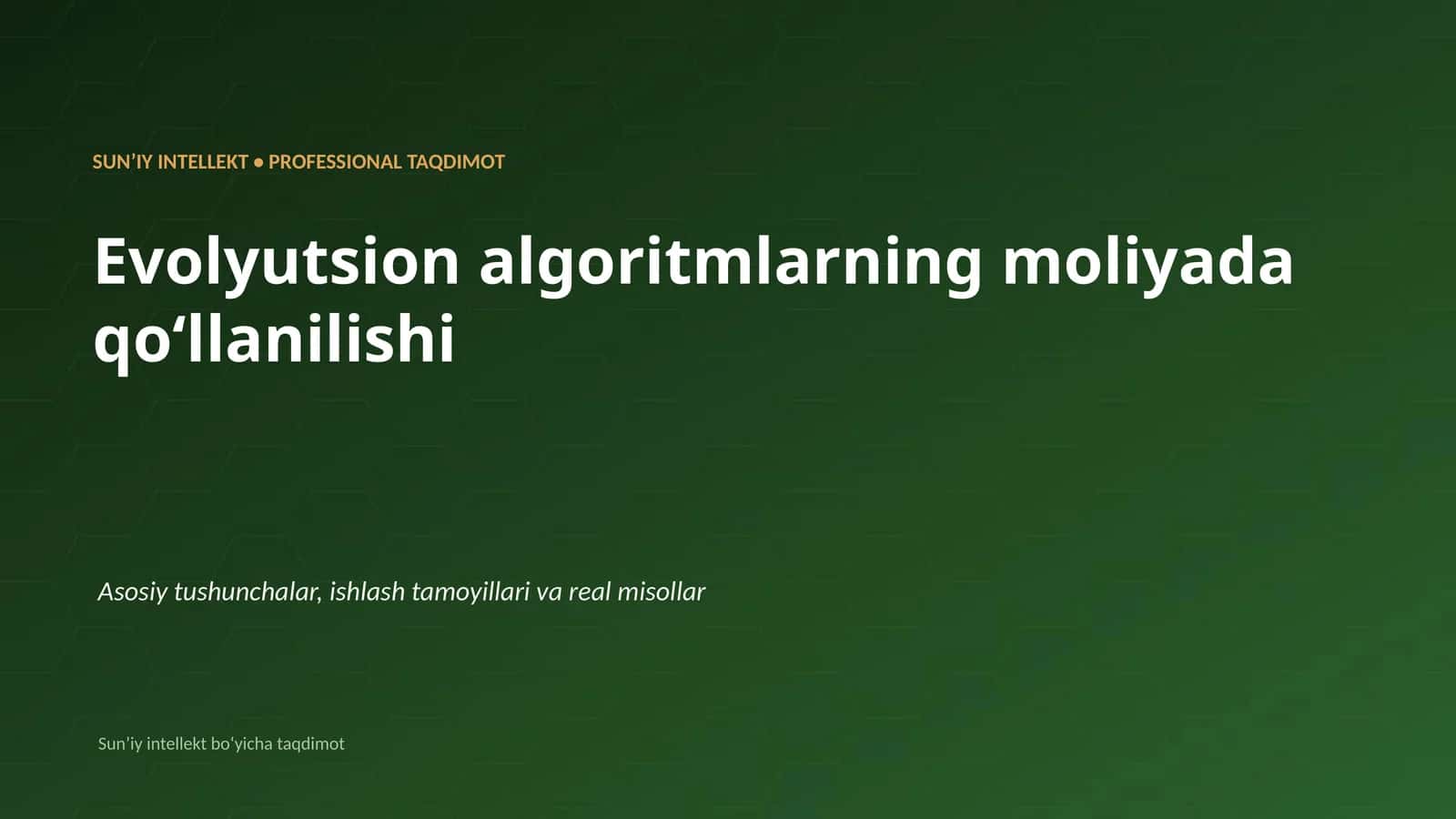 Evolyutsion algoritmlarning moliyada qoʻllanilishi 1