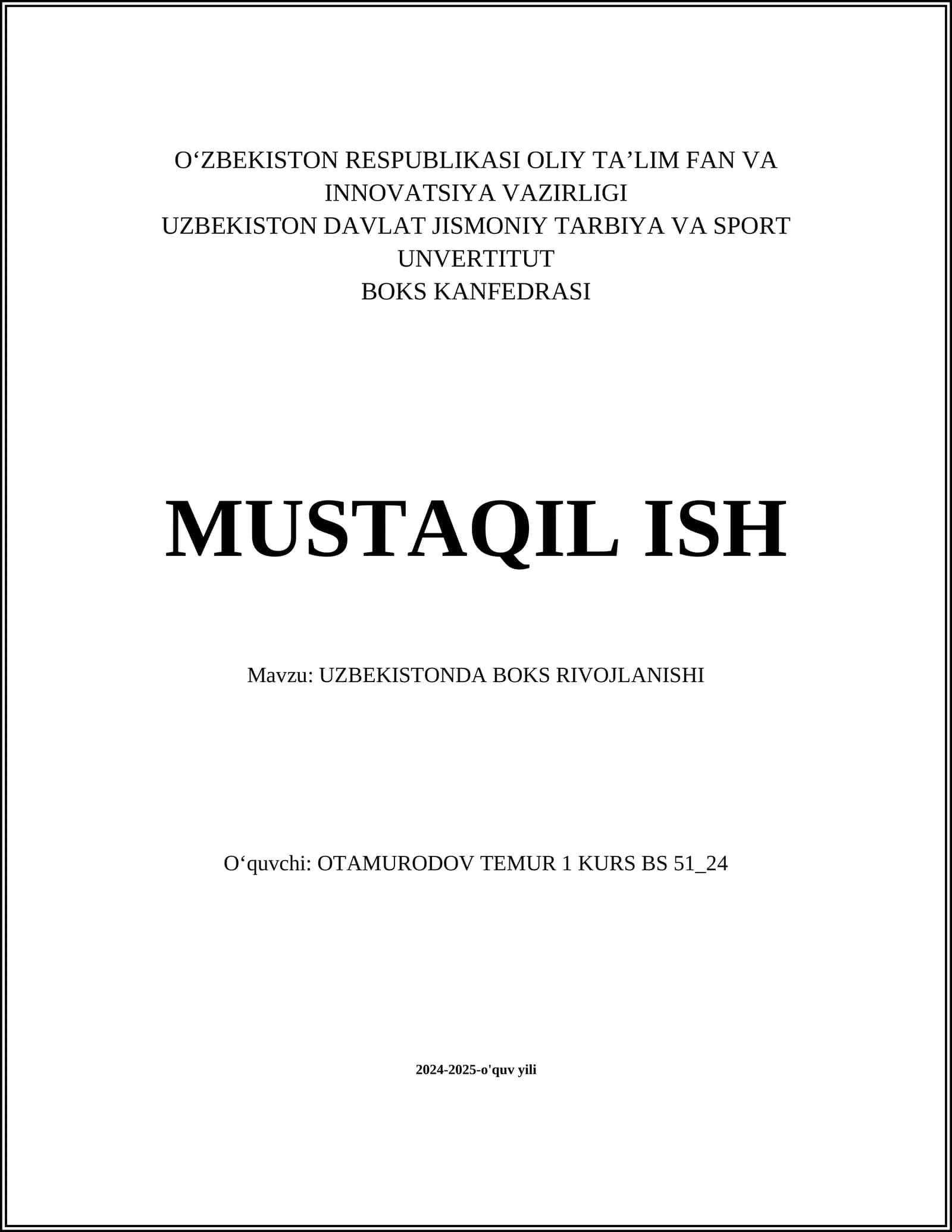 UZBEKISTONDA BOKS RIVOJLANISHI 1
