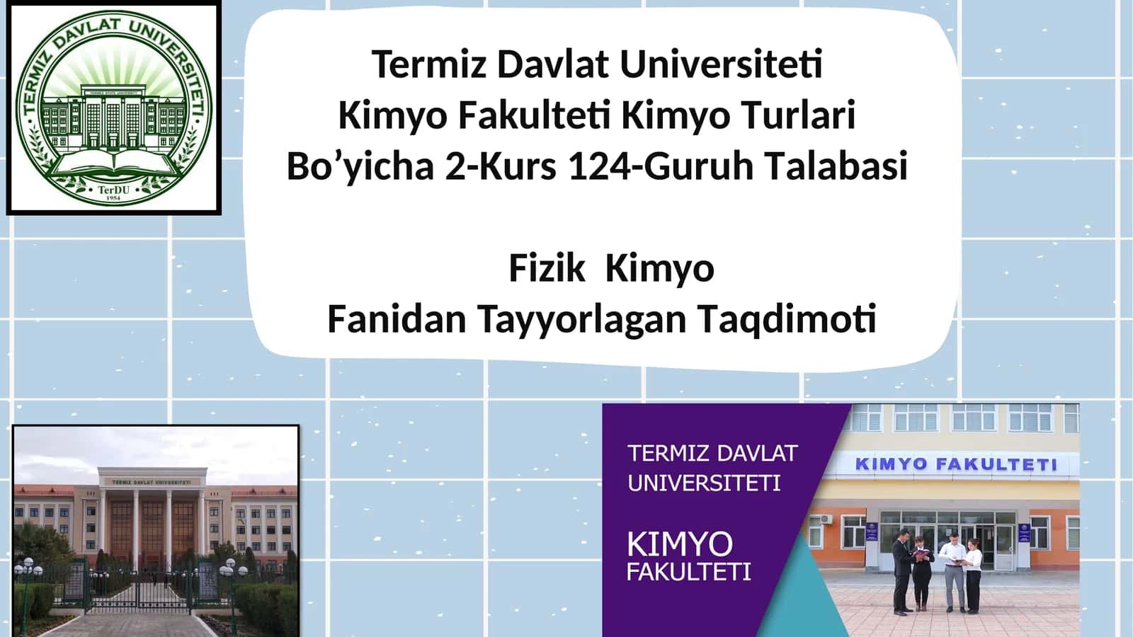 Fizik Kimyo Fanidan Tayyorlagan Taqdimoti 1
