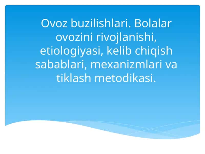 Bolalar ovozi haqida tushuncha 1
