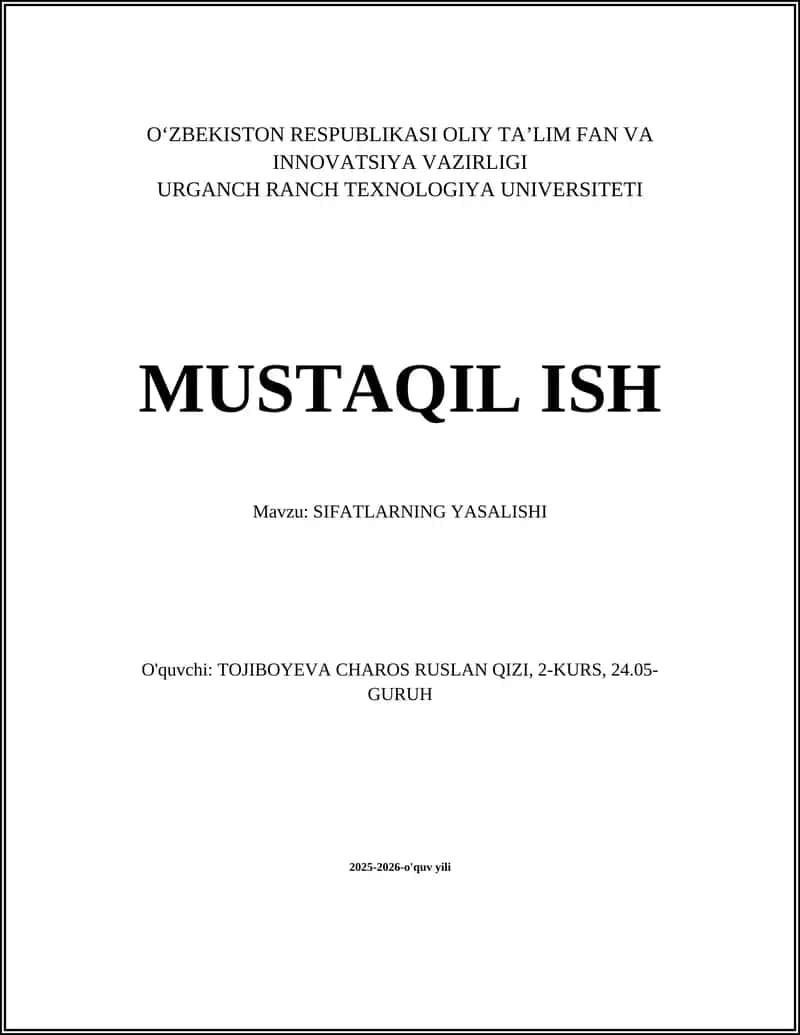 SIFATLARNING YASALISHI 1