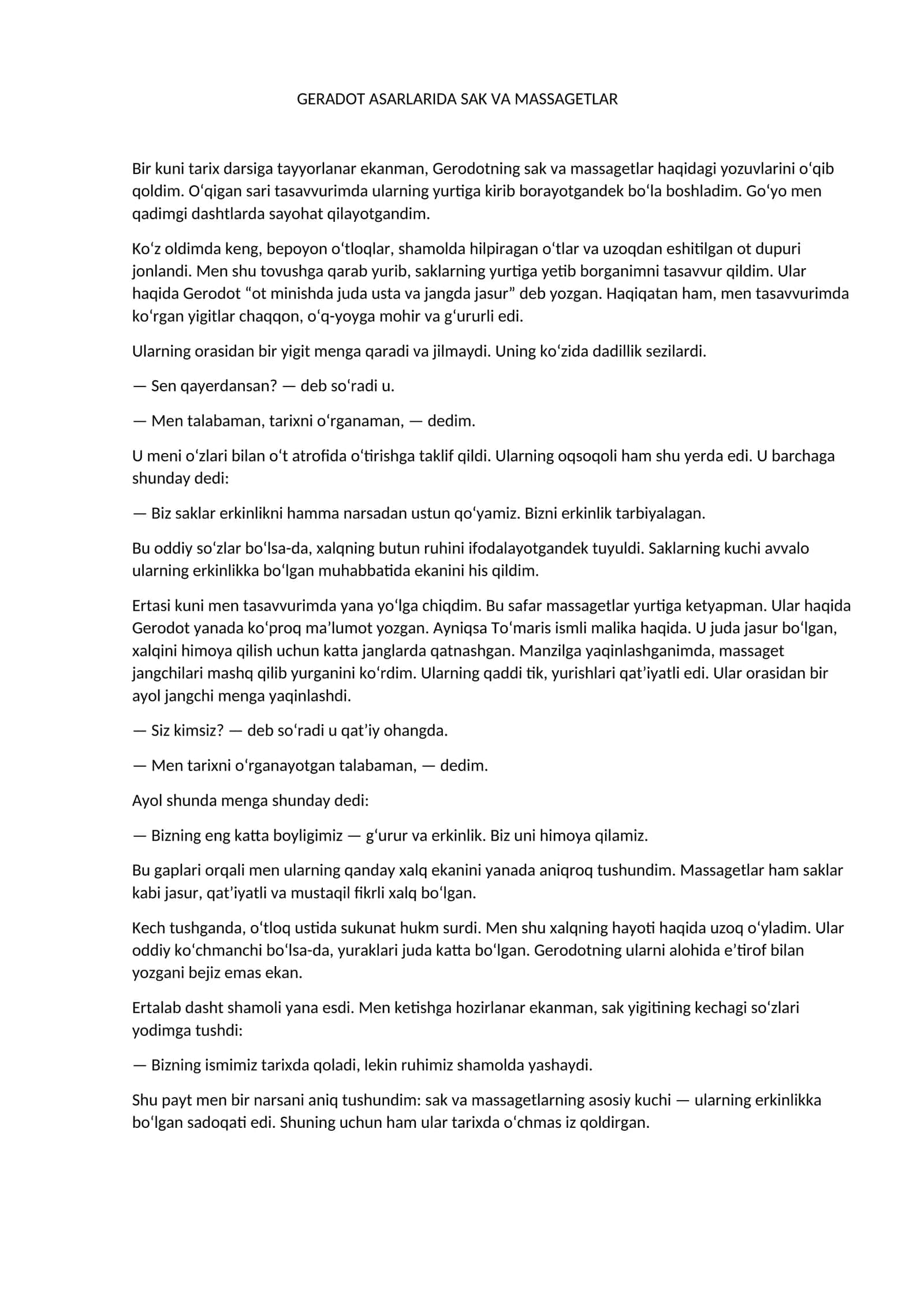 GERODOT ASARLARIDA SAK VA MASSAGETLAR 1