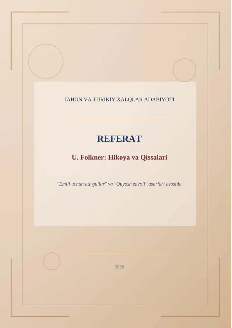 U. Folkner: Hikoya va Qissalari 1