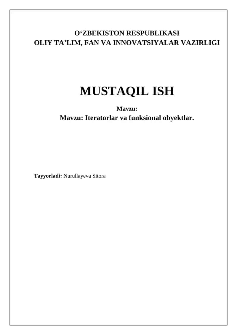 Iteratorlar va Funksional Ob'ektlar 1