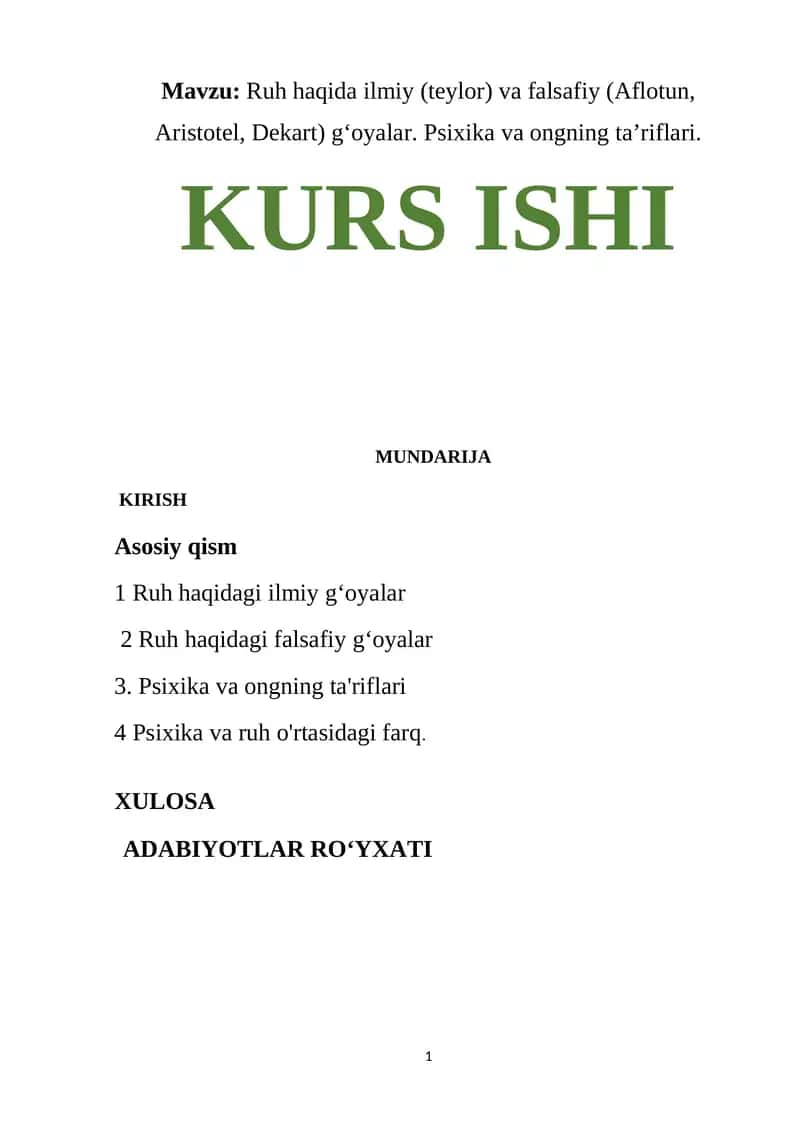 Ruh haqida ilmiy va falsafiy g‘oyalar 1