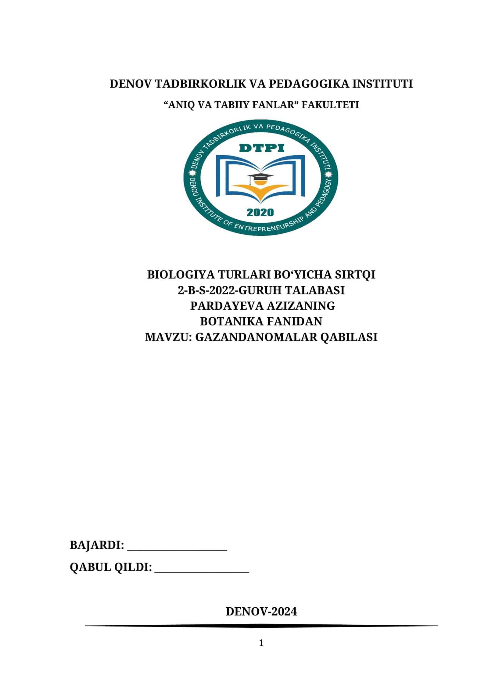 GAZANDANOMALAR QABILASI 1