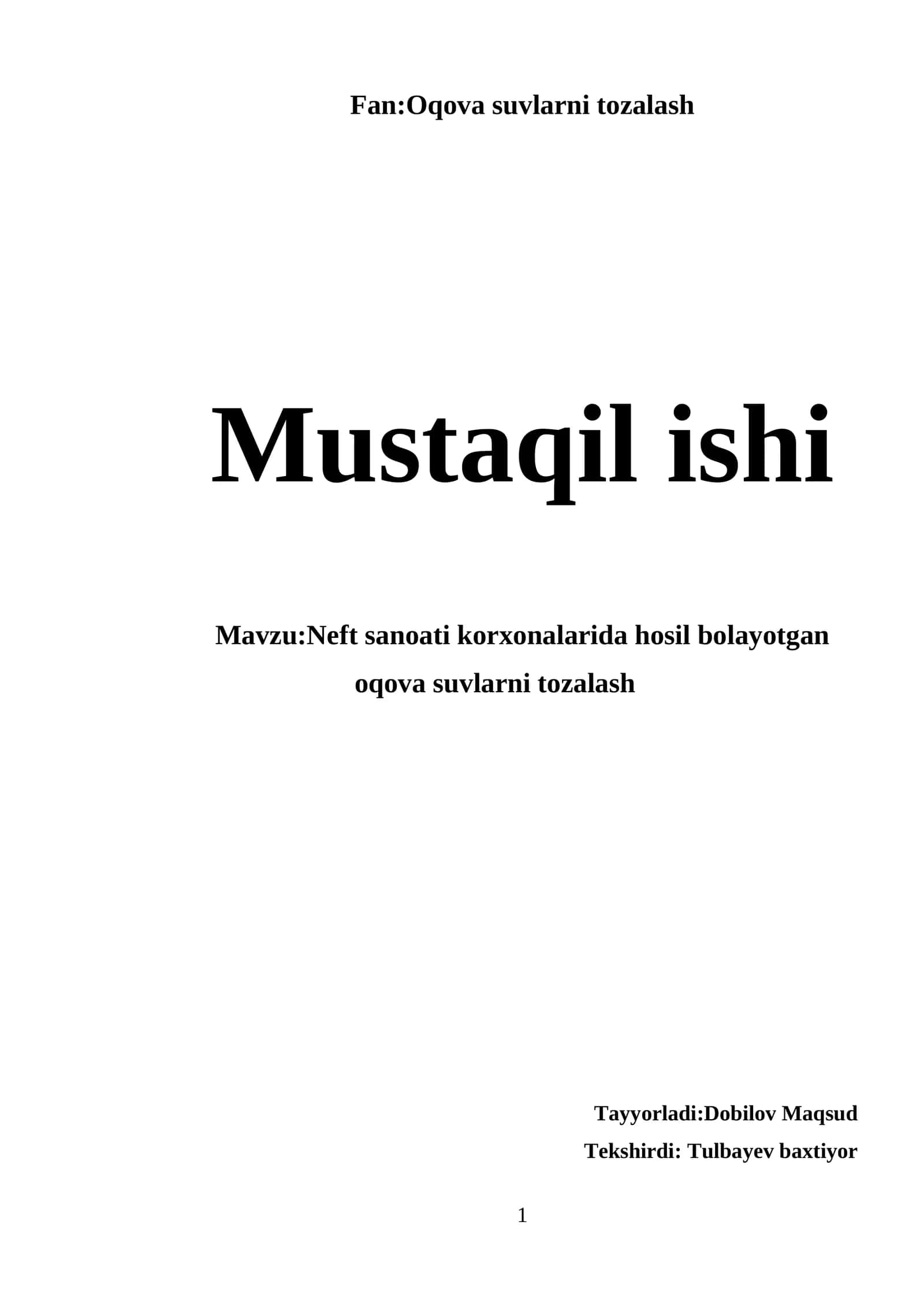 Oqova suvlarni tozalash 1